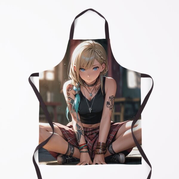 Item preview, Beautiful light haired Tattooed Anime Manga Girl in sleeveless top designed and sold by Vintage Designs +.