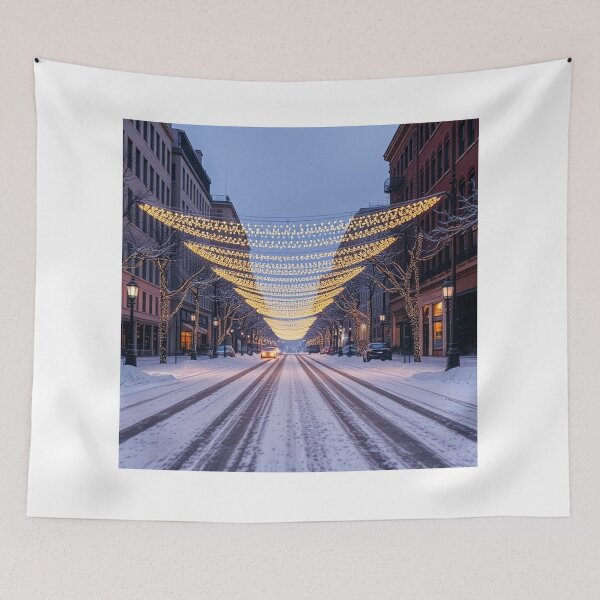 Item preview, Snowy City Street with Festive Lights designed and sold by ItheMattI.