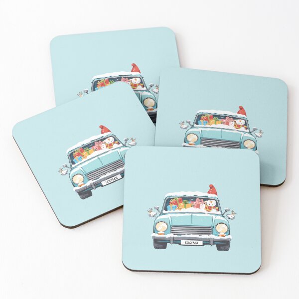 Item preview, Snowy Ride Kawaii Car with Snowman Ears & Presents designed and sold by kahida.