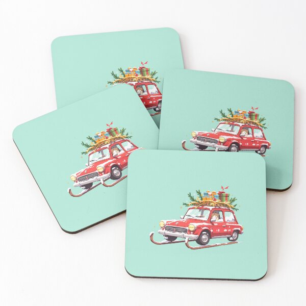 Item preview, Turquoise Turq-Car Cute Kawaii Sleigh Car Loaded with Presents and Golden Tinsels designed and sold by kahida.