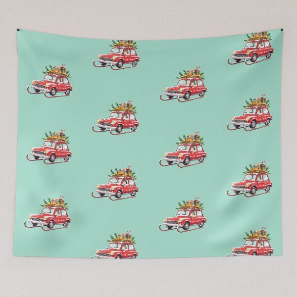 Item preview, Turquoise Turq-Car Cute Kawaii Sleigh Car Loaded with Presents and Golden Tinsels designed and sold by kahida.