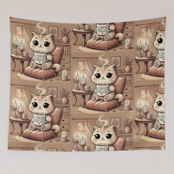 Item preview, Coffee Forever - Cute Cat Illustration designed and sold by Alta-store.