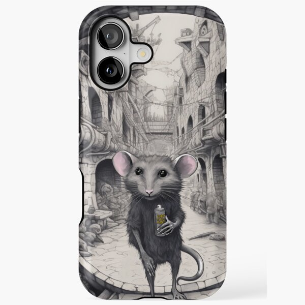 Rat Gang Crew Books Graf Artist in His Castle by iServalan in Greyscale iPhone Tough Case