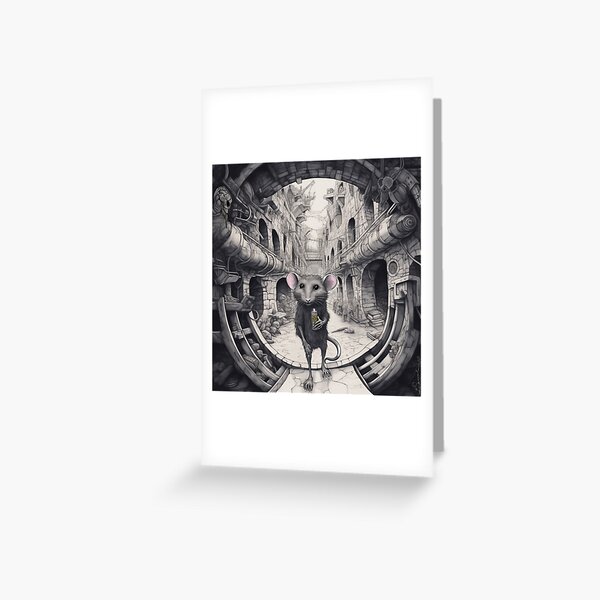 Rat Gang Crew Books Graf Artist in His Castle by iServalan in Greyscale Greeting Card