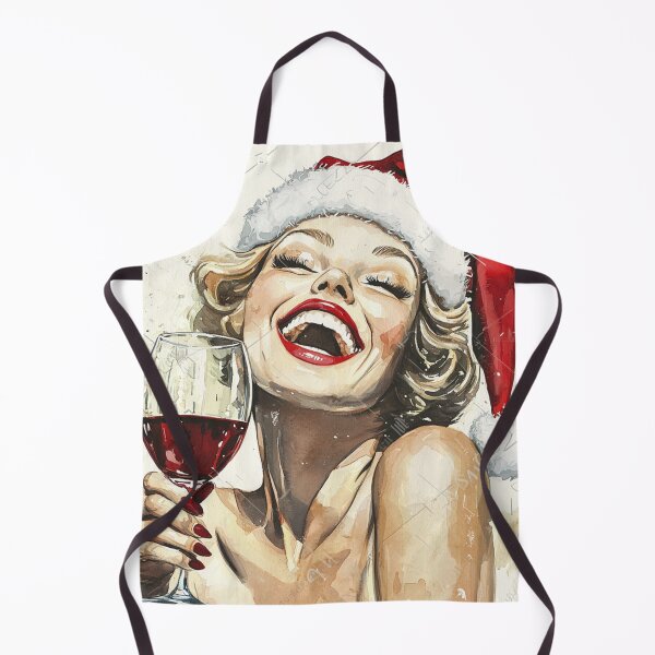 Artikelvorschau, Weihnachtsklassiker 50er Jahre Pin Up mit Glas Rotwein entworfen und verkauft von The Art of Kkatarynka.