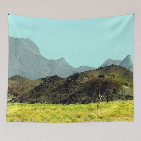 Item preview, trees & mountains in plains oil painting designed and sold by AA-designstore.