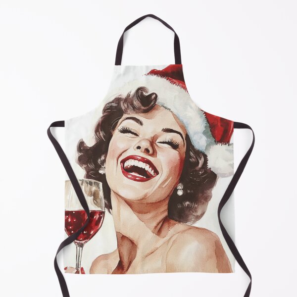 Artikelvorschau, Weihnachtsklassiker 50er Jahre Pin Up mit Glas Rotwein entworfen und verkauft von The Art of Kkatarynka.