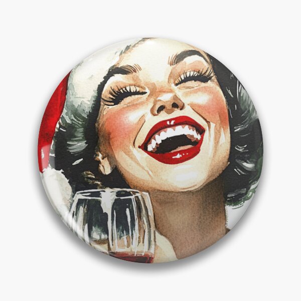 Item preview, Christmas Classic 50's Pin Up with glass of red wine designed and sold by The Art of Kkatarynka.