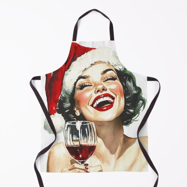 Artikelvorschau, Weihnachtsklassiker 50er Jahre Pin Up mit Glas Rotwein entworfen und verkauft von The Art of Kkatarynka.