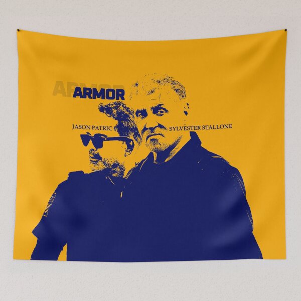 Aperçu de l'œuvre Hommage audacieux à Sylvester Stallone – Design Armor Orange & Black créée et vendue par ironpalette.