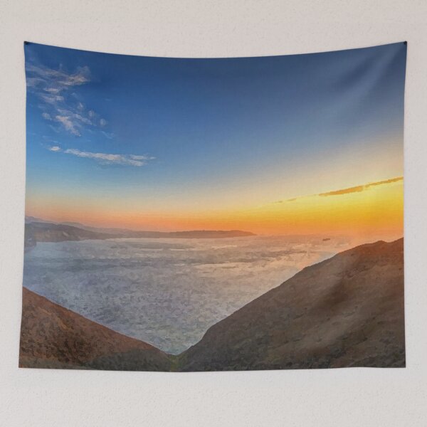 Item preview, sunrise / sunset behind mountains oil painting designed and sold by AA-designstore.