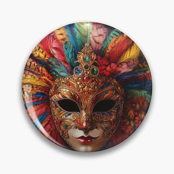Item preview, Vibrant Venetian Carnival Mask – Colorful Feathered Masquerade Art designed and sold by Creet-Design.