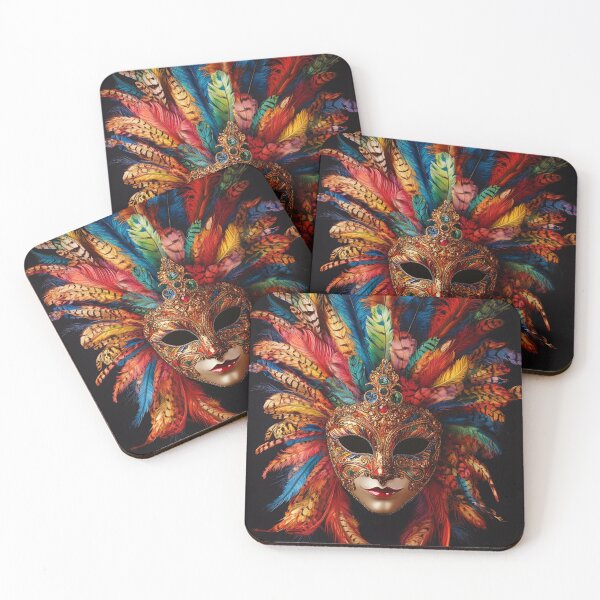 Item preview, Vibrant Venetian Carnival Mask – Colorful Feathered Masquerade Art designed and sold by Creet-Design.