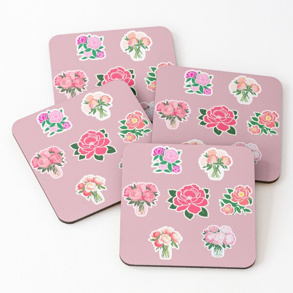 Item preview, Peonies flowers in pink and white colors designed and sold by Rainbow Paws Garden.