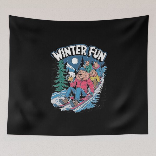 Item preview, Winter Fun Sledding Design with Dogs and Beer designed and sold by love3617.
