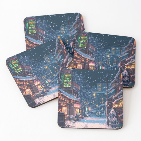 Item preview, Winter Pixel City Art  designed and sold by NicolasGlowArt.