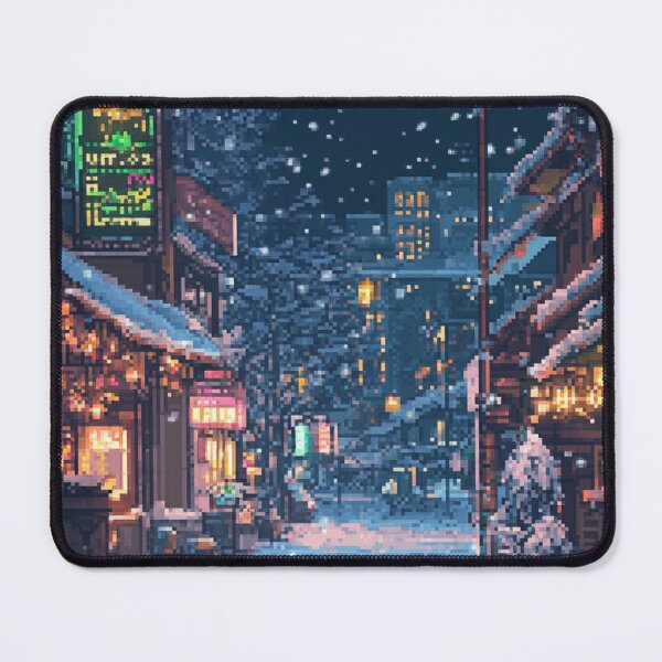 Artikelvorschau, Winter-Pixel-Stadtkunst entworfen und verkauft von NicolasGlowArt.
