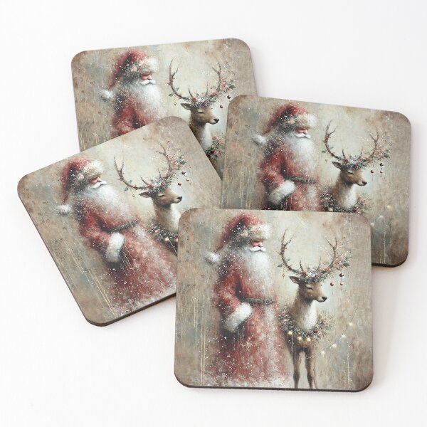 Item preview, Santa and Reindeer in Rustic Style designed and sold by MarinaFila.