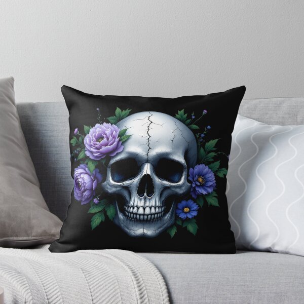 Item preview, Gothic Skull with Purple Floral Accents designed and sold by ZetaDream.