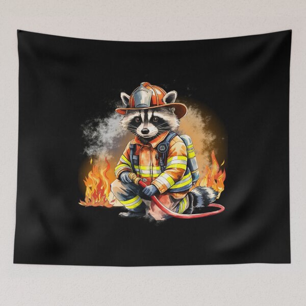 Item preview, Firefighter Raccoon perfect gift for animal lovers or those in the fire service designed and sold by ketkacreations.