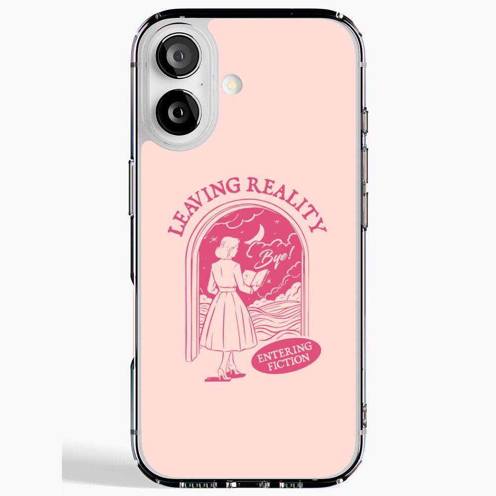 Leaving Reality Entering Fiction Pink For Book Lover  Sticker
