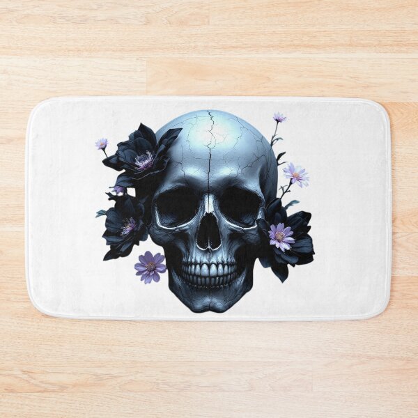 Item preview, Dark Gothic Skull with Black Flowers designed and sold by ZetaDream.