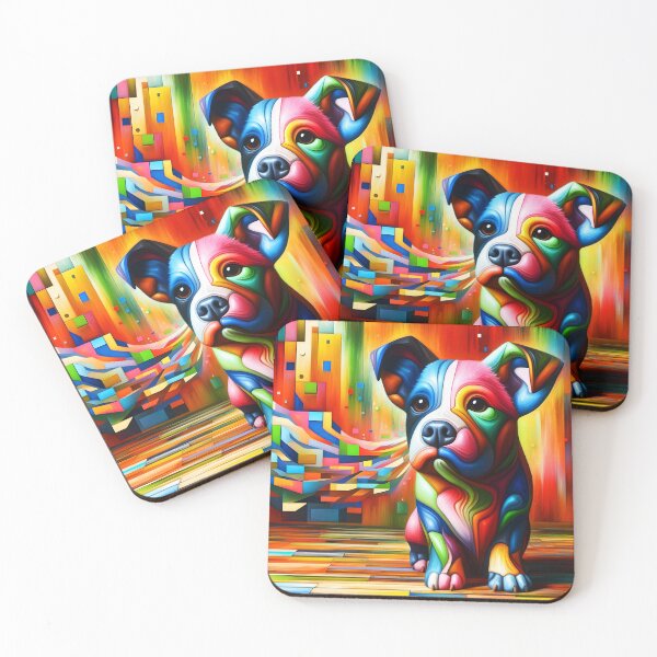 Item preview, Cute piggy puppy dog colorful abstract art designed and sold by EmeraldeaArt.