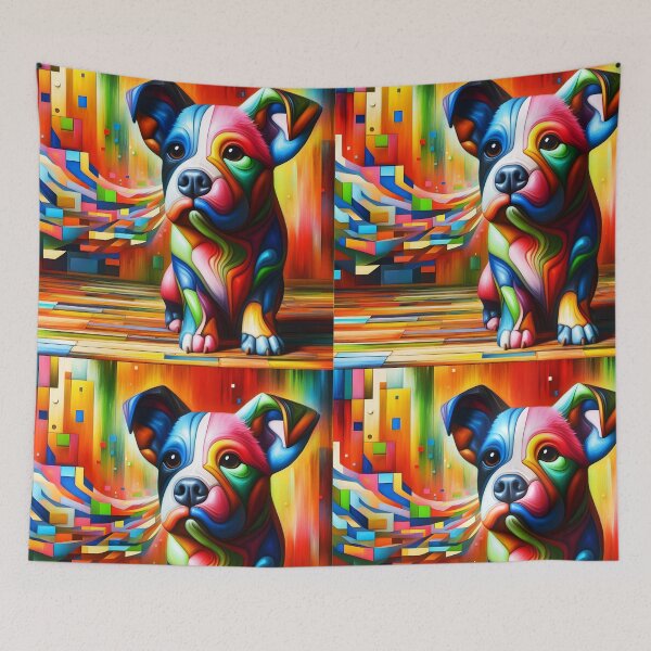 Item preview, Cute piggy puppy dog colorful abstract art designed and sold by EmeraldeaArt.