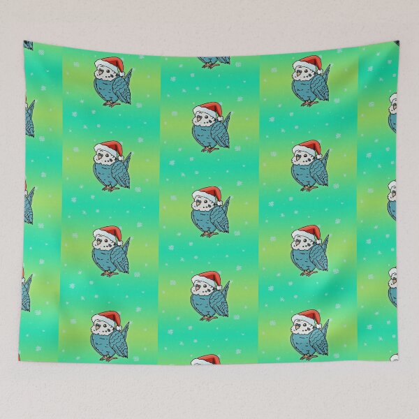 Item preview, Christmas Fluffy Blue Budgie designed and sold by Squawkable.