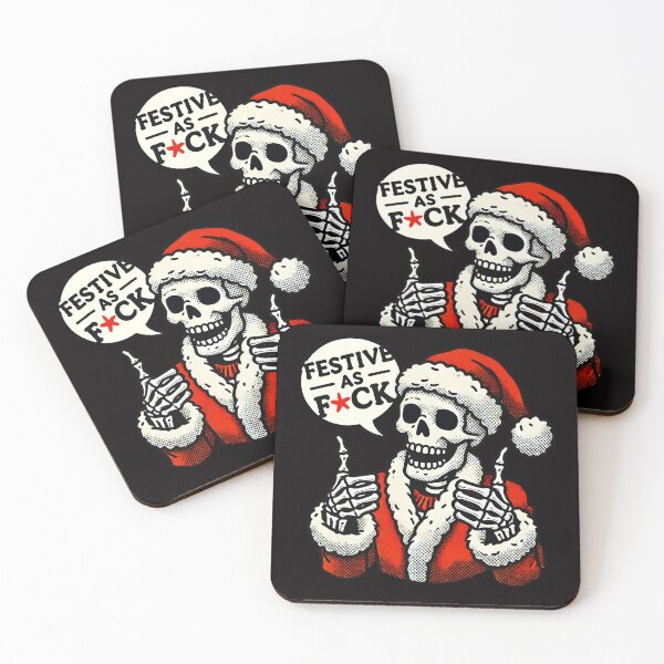 Item preview, Festive as Fuck Skeleton Santa Claus T-Shirt - Funny Holiday Humor  designed and sold by DrawHandArt.