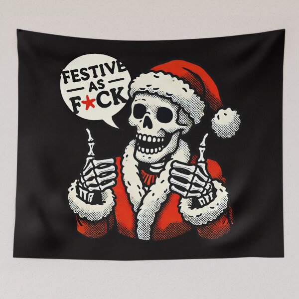Item preview, Festive as Fuck Skeleton Santa Claus T-Shirt - Funny Holiday Humor  designed and sold by DrawHandArt.
