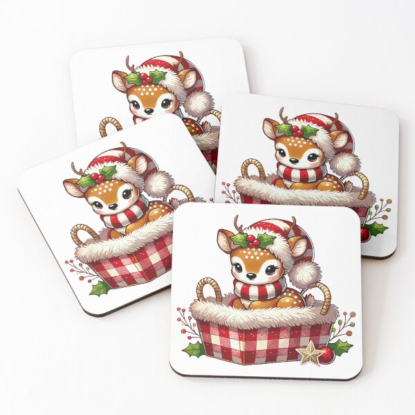 Item preview, Cute Deer in a Christmas Basket designed and sold by Kawaii-n-Spice.