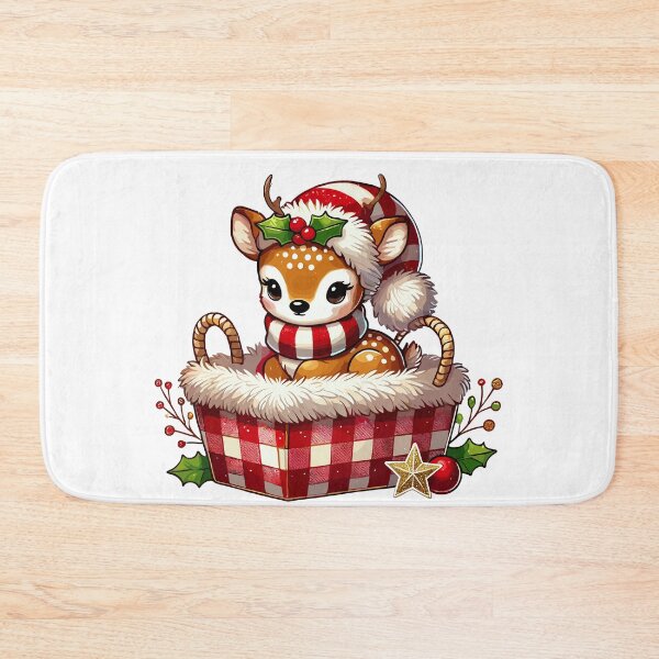Item preview, Cute Deer in a Christmas Basket designed and sold by Kawaii-n-Spice.