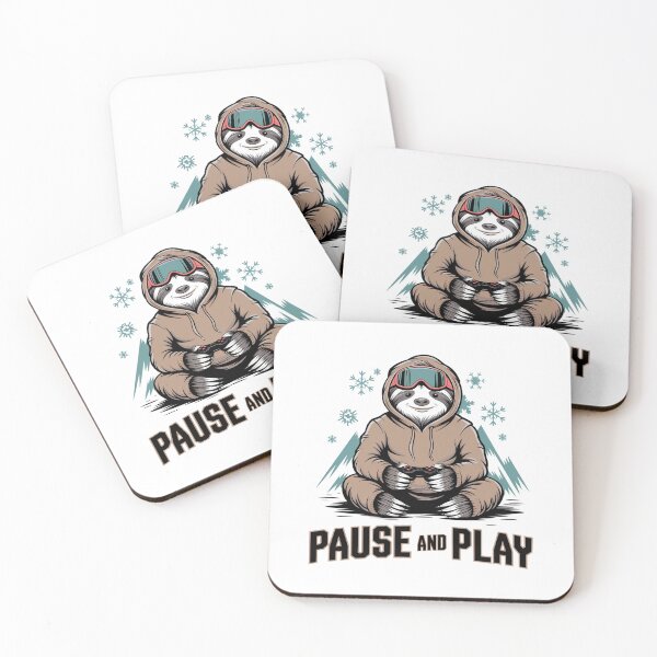 Item preview, Pause and Play - Cozy Sloth Gamer designed and sold by OldSchoolRetro.