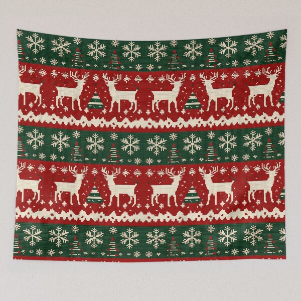 Item preview, Christmas Reindeer Knit Print red and Green designed and sold by AngelottiCR.