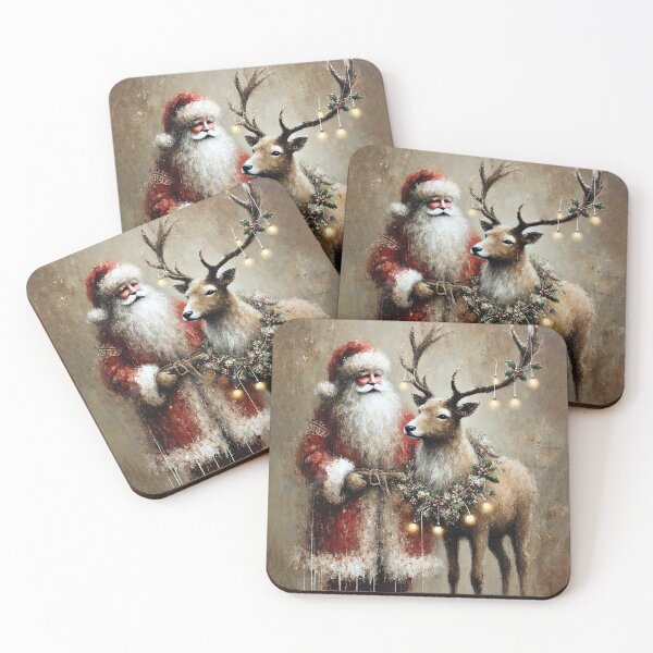 Item preview, Santa and Reindeer in Rustic Style designed and sold by MarinaFila.