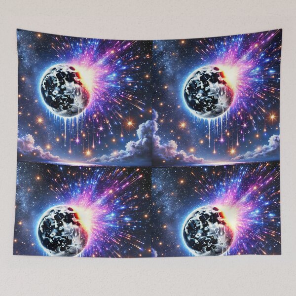 Item preview, Planet galaxy celestial fireworks space art designed and sold by EmeraldeaArt.