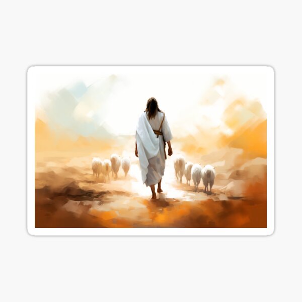 Item preview, Jesus Christ The Good Shepherd Watercolor Painting designed and sold by AdamesArtStudio.