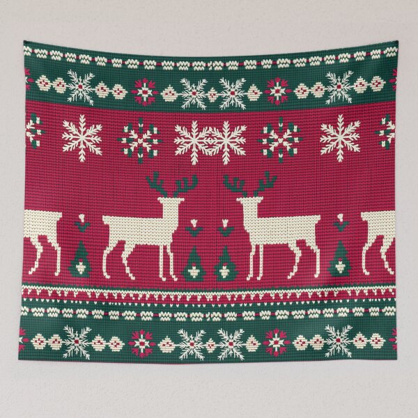 Item preview, Christmas Reindeer Knit Print Green and Red designed and sold by AngelottiCR.