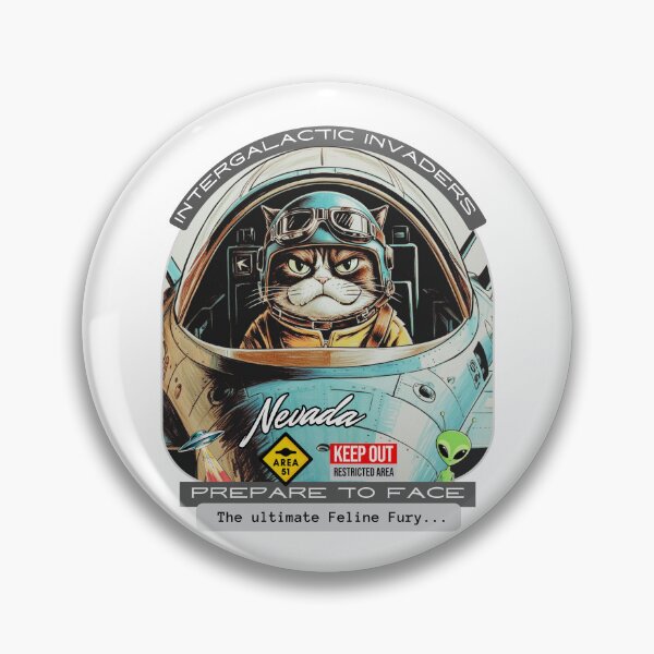 Item preview, When Cats Fly: Fighter Jets and UFOs Collide - Alien-themed funny gifts designed and sold by MaFleiva.