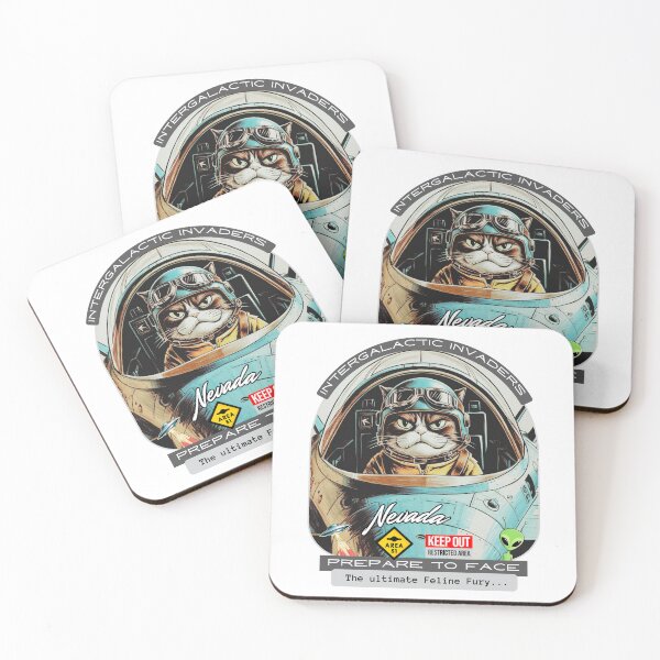 Item preview, When Cats Fly: Fighter Jets and UFOs Collide - Alien-themed funny gifts designed and sold by MaFleiva.