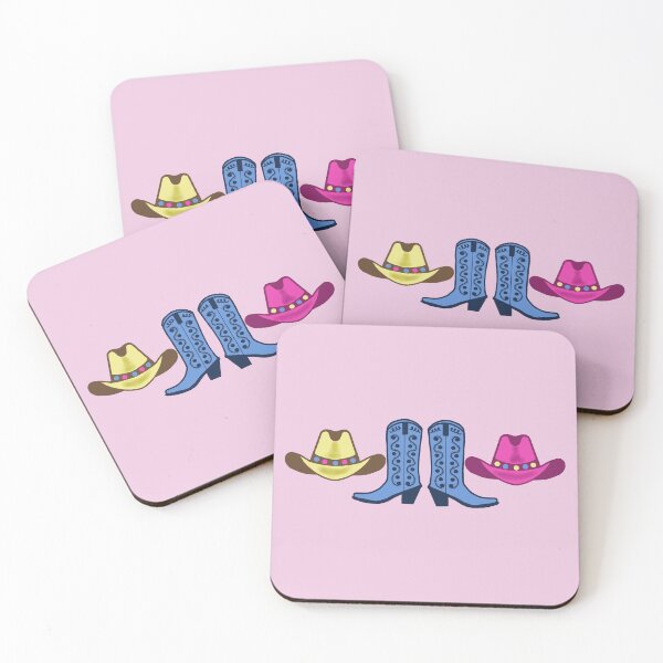 Item preview, Blue Cowgirl Boots and Yellow and Pink Cowgirl Hats Pattern, Western Americana designed and sold by scome.