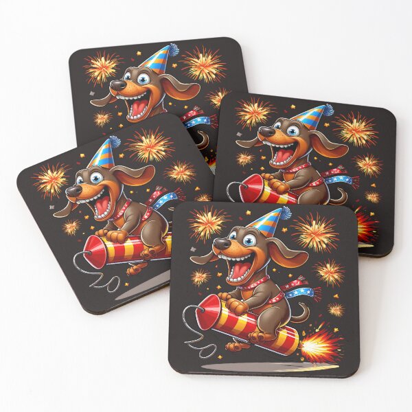 Item preview, Dog and fireworks designed and sold by AwesomeBeyondLimits.