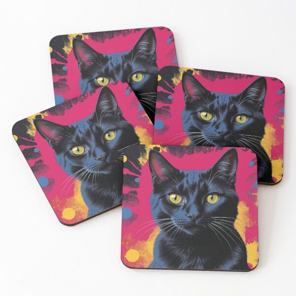 Item preview, Abstract Black Cat with Yellow Eye Focus designed and sold by RetroPop23.