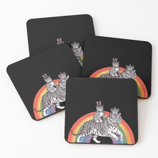 Item preview, Dapper Cat and Regal Tiger on Rainbow – Whimsical and Royal Design designed and sold by Cherry-Cat.