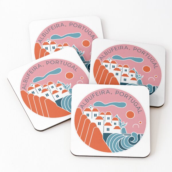 Item preview, Vintage travel sticker Albufeira Portugal - Minimal retro design with coastal landscape of the Algarve designed and sold by pod24.