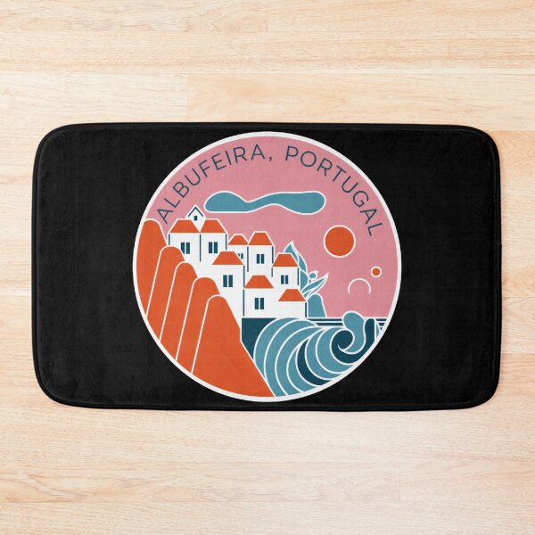 Item preview, Vintage travel sticker Albufeira Portugal - Minimal retro design with coastal landscape of the Algarve designed and sold by pod24.