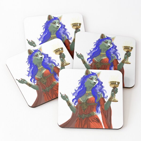 Item preview, Frothy Chalice Wolf Woman in Elegant Red Dress designed and sold by KlakkDrawsStuff.
