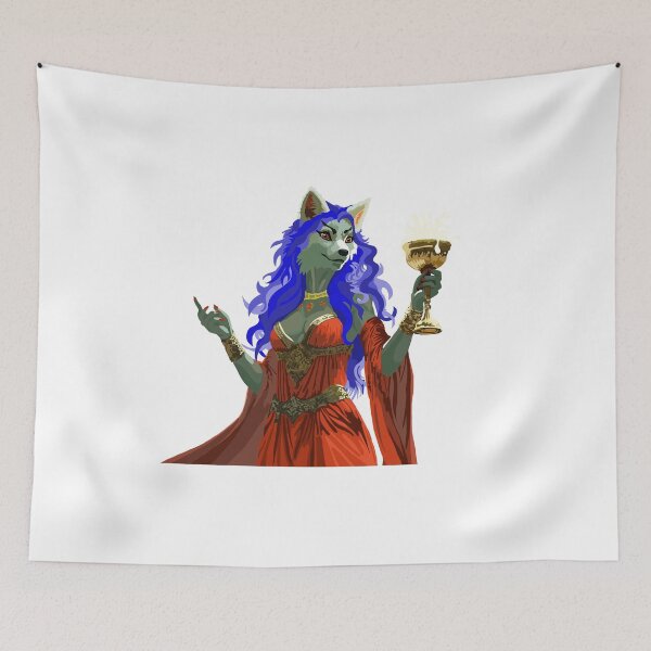 Item preview, Frothy Chalice Wolf Woman in Elegant Red Dress designed and sold by KlakkDrawsStuff.