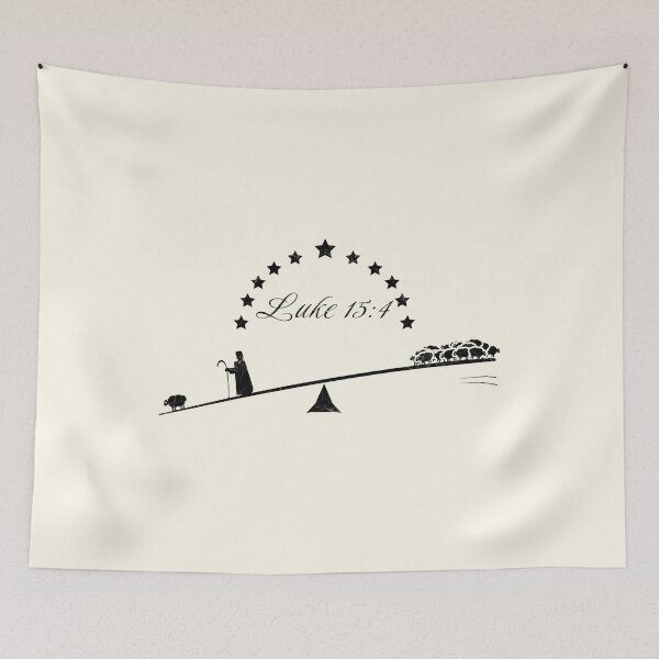 Item preview, minimal christian black design | The Lost Sheep Parable – Christian Art Meets Physics Inspired by Luke 15:4-7 designed and sold by ZechJohnRB.